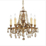 Olde Brass Golden Teak Five-Light Chandelier