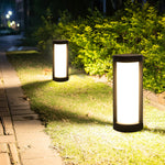 Round Waterproof LED Solar Black Modern Outdoor Pathway Lights Post Lights