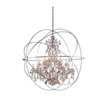 Geneva Polished Nickel Sixty-Inch Pendant with Golden Teak Crystals