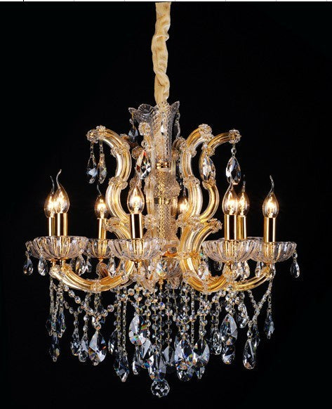 Gold plated 8 LightMaria Theresa crystal chandelier