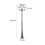 102-Inch Black Outdoor Street Light with 3-Light Post Lamp and Pole