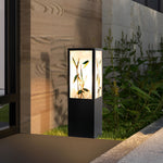 Square Landscape Pattern LED Vintage Solar Outdoor Path Lights Post Lights