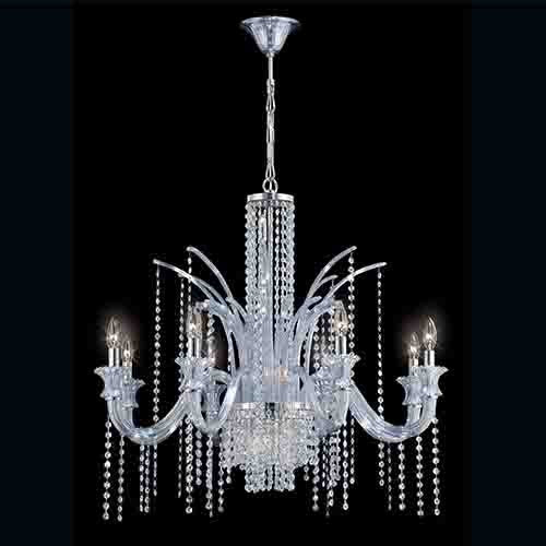 Chrome 14-Light 35.25-Inch Wide Chandelier with Ice Blue Crystal