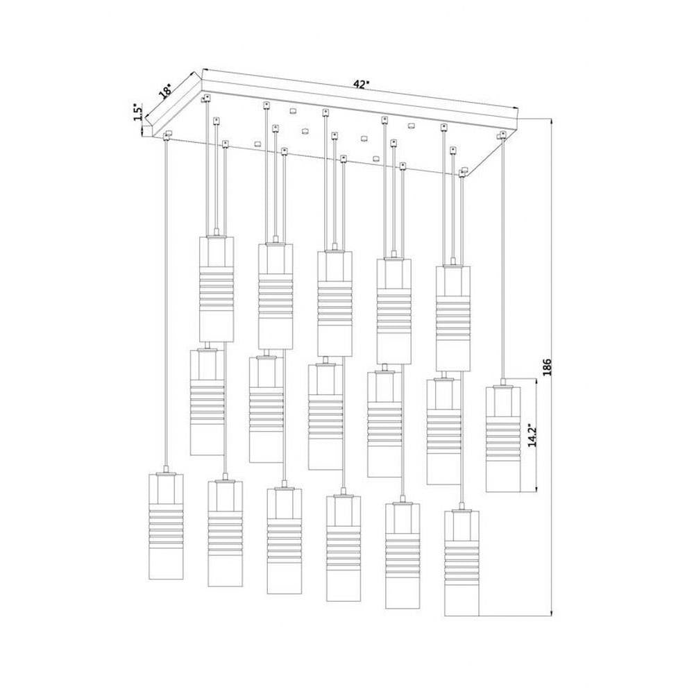Bailey Street Home - 372-BEL-1325508 - Rock Quadrant - 17 Light Linear Chandelier In Contemporary Style-14.25 Inches Tall and 18 Inches Wide