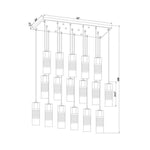 Bailey Street Home - 372-BEL-1325508 - Rock Quadrant - 17 Light Linear Chandelier In Contemporary Style-14.25 Inches Tall and 18 Inches Wide