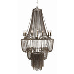 Brass Seven Light Three Tier Chandelier