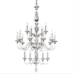 Silver 20-Light Clear Optic Handcut Crystal Chandelier, 36W x 57H x 36D