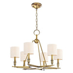 Bethesda Aged Brass Six-Light Chandelier with Cream Shade