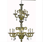 Yellow Twelve-Light Chandelier with Golden Shadow/Champagne Royal Cut Crystals