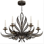 Black Six-Light Chandelier in Antique Silver Leaf Finish