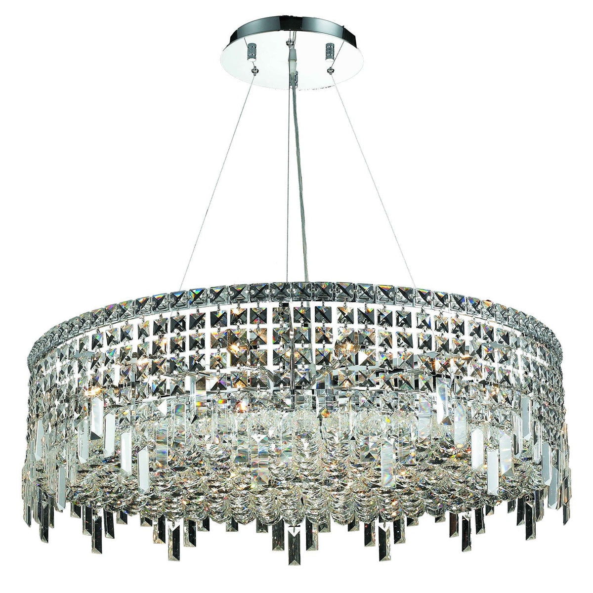 Maxim Chrome Eighteen-Light 32-Inch Pendant with Royal Cut Clear Crystal