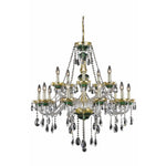 Alexandria Green Fifteen-Light Chandelier with Clear Royal Cut Crystals