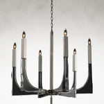 Six-Light Acrylic and Nickel Ceiling Chandelier