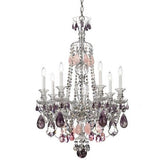 Silver Seven-Light Amethyst and Rose Rock Crystal Chandelier, 26W x 37.5H x 26D