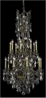 Bronze Sixteen-Light Chandelier with Silver Shade/Grey Royal Cut Crystals