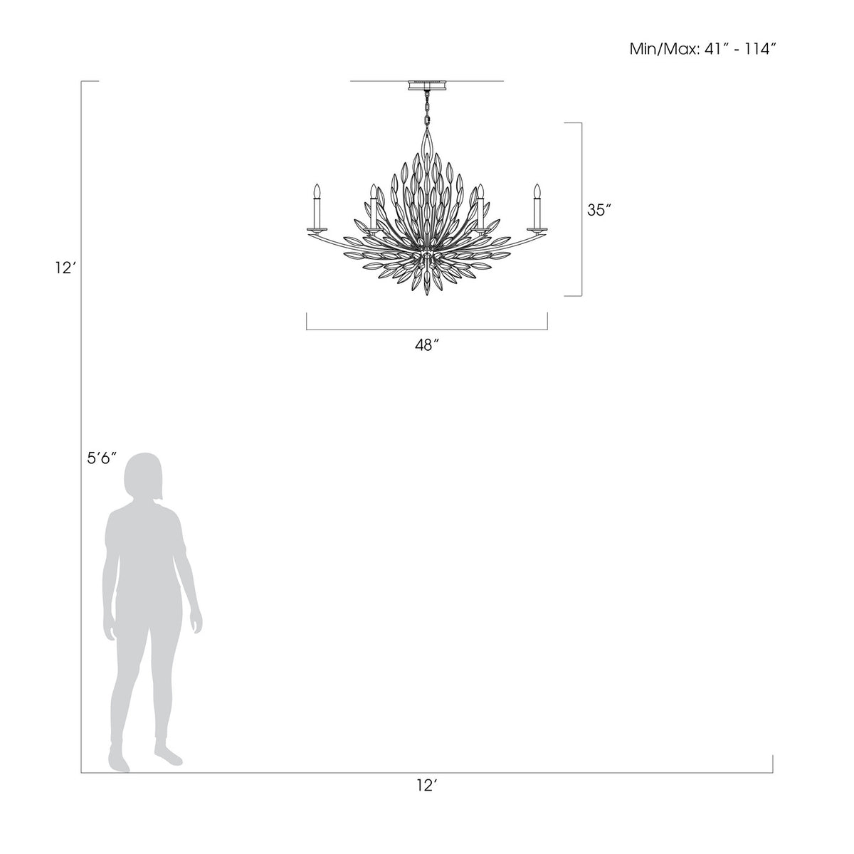 LILY BUDS 48"W Oblong Chandelier