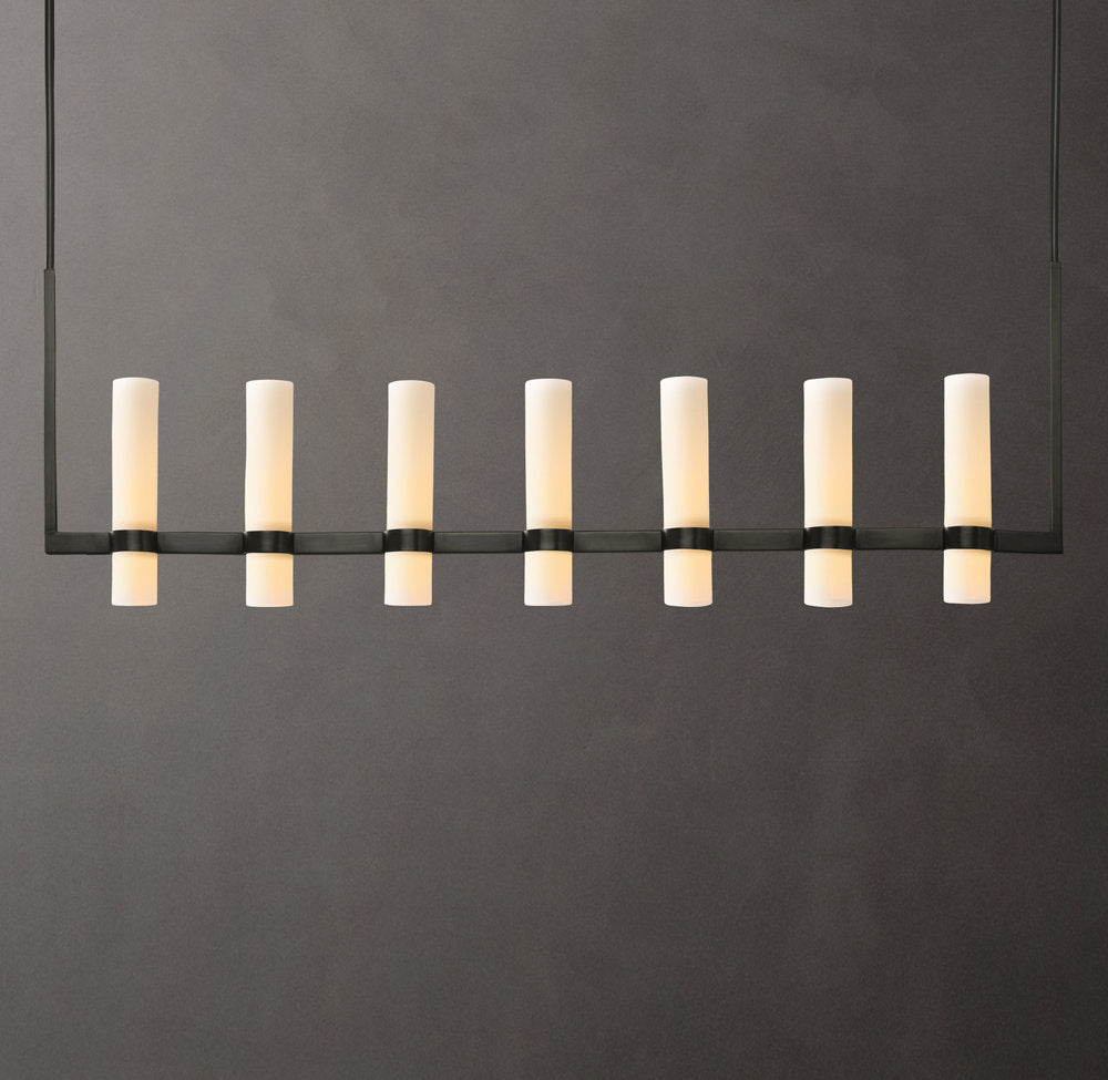 Ravelle Linear Milk Glass Chandelier 59"