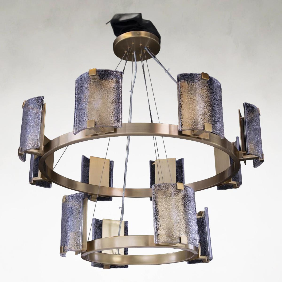 Claritas Series 12-Light 38-Inch Brass Two-Tier Chandelier Ceiling Fixture
