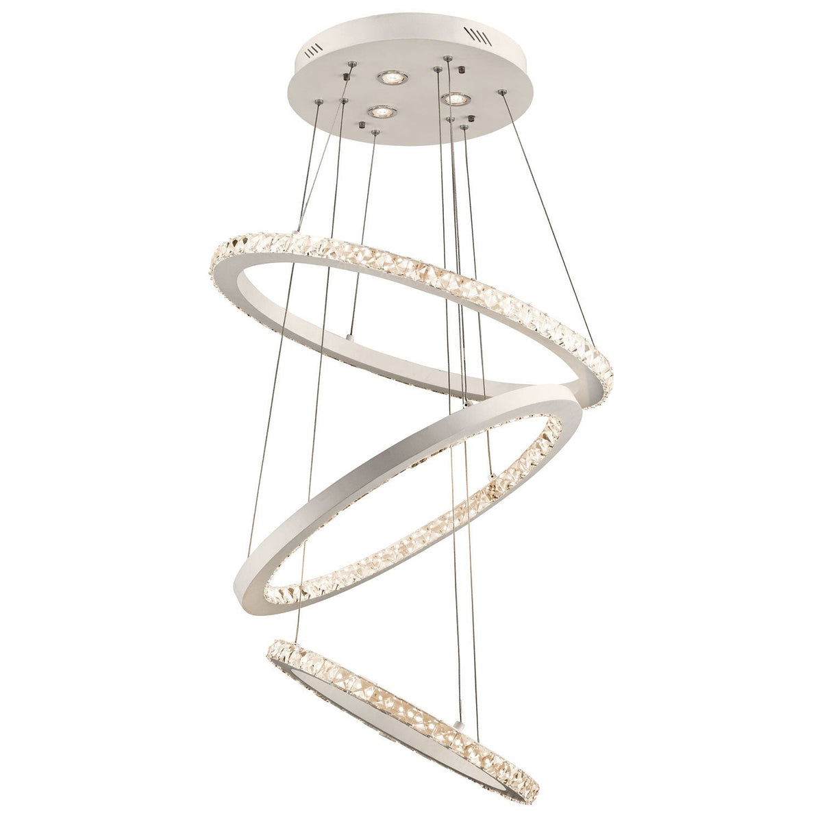 Elan Allos Flat White Three-Light LED Multi-Tier Chandelier