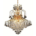 Gold Fifteen-Light 25-Inch Chandelier with Royal Cut Clear Crystal