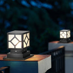 Square Stainless Steel LED Waterproof Black Modern Outdoor Light Post Lamp