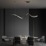 Minimalist Strip Waves Creative LED Copper Modern Dining Room Chandelier