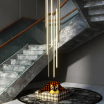 Modern Spiral Multi-Strip Chandelier for Staircases