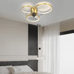 Square Round Rings Three Step Dimming LED Silent Modern Ceiling Fans Lamp