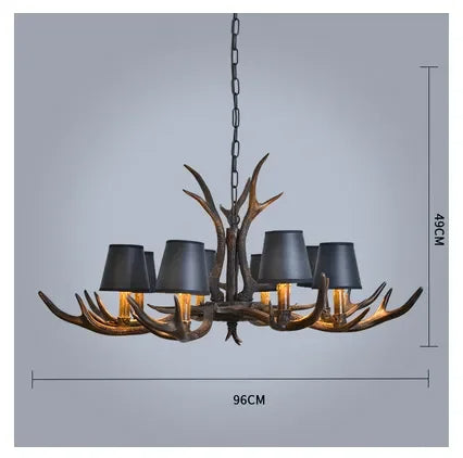 Retro Antlers LED Chandelier Table Dining Room Kitchen Interior Lighting Fixture