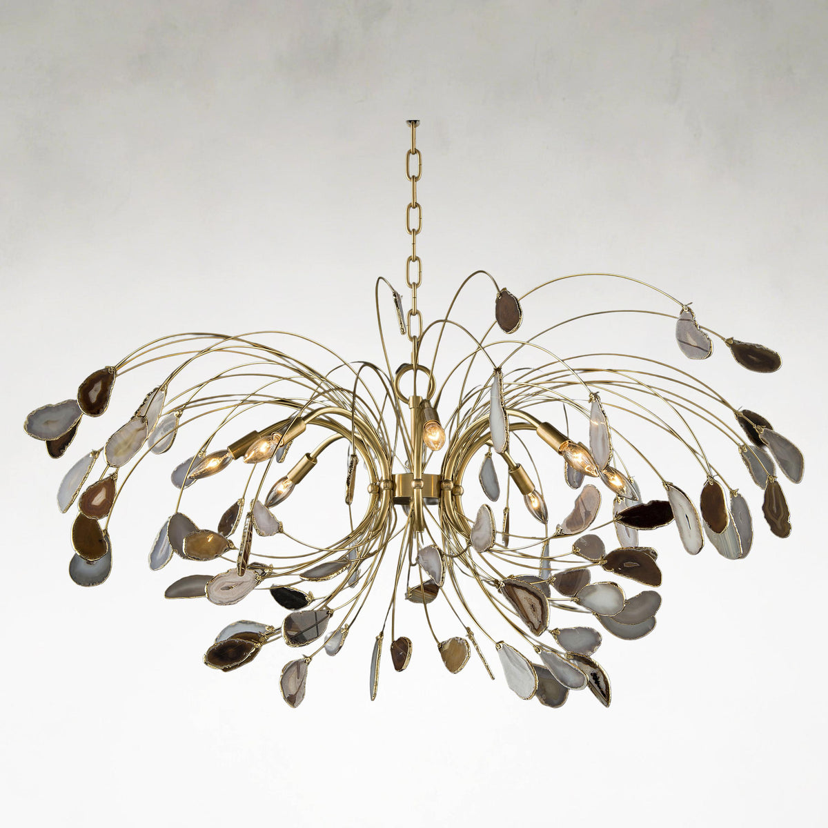 Leeya 8-Light Agate and Brass Chandelier Ceiling Fixture