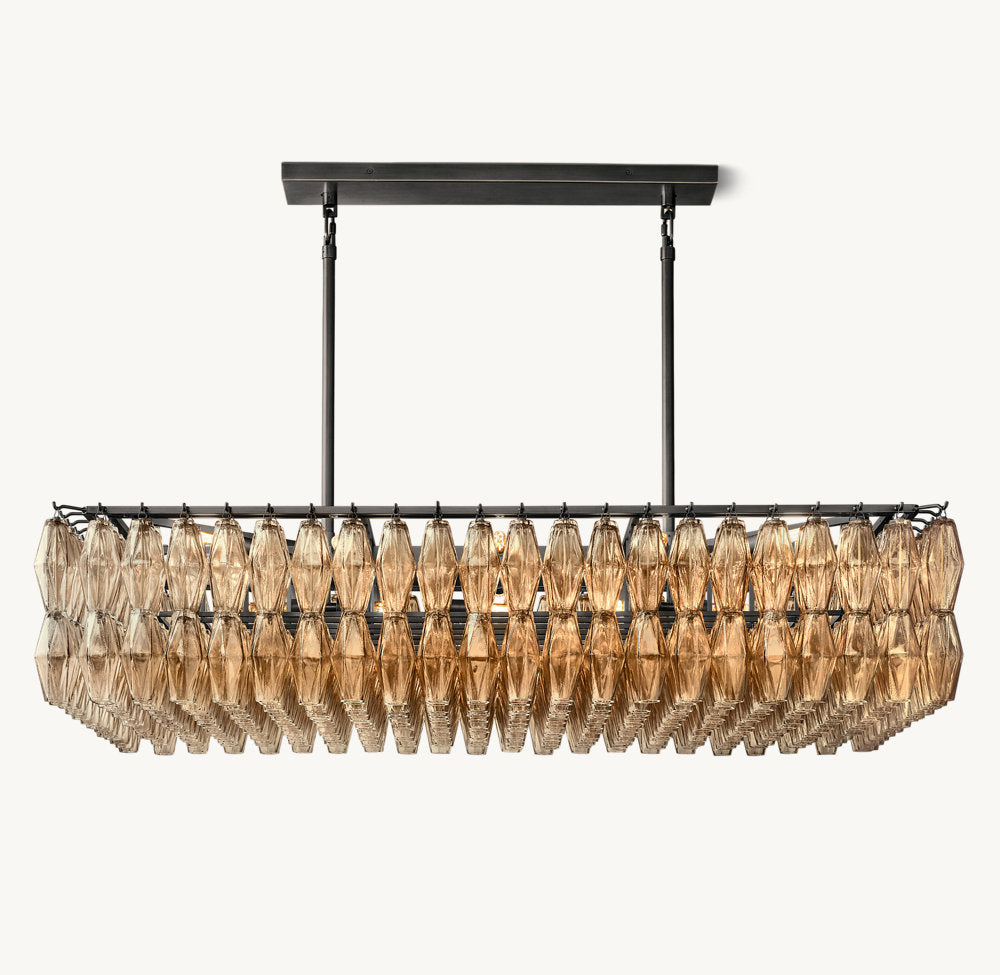 Chiara Smoke Glass Rectangular Chandelier 54"