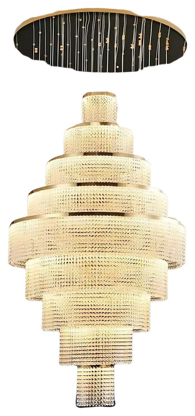 Alleri Crystal Foyer Chandelier, Gold, 9 Rings