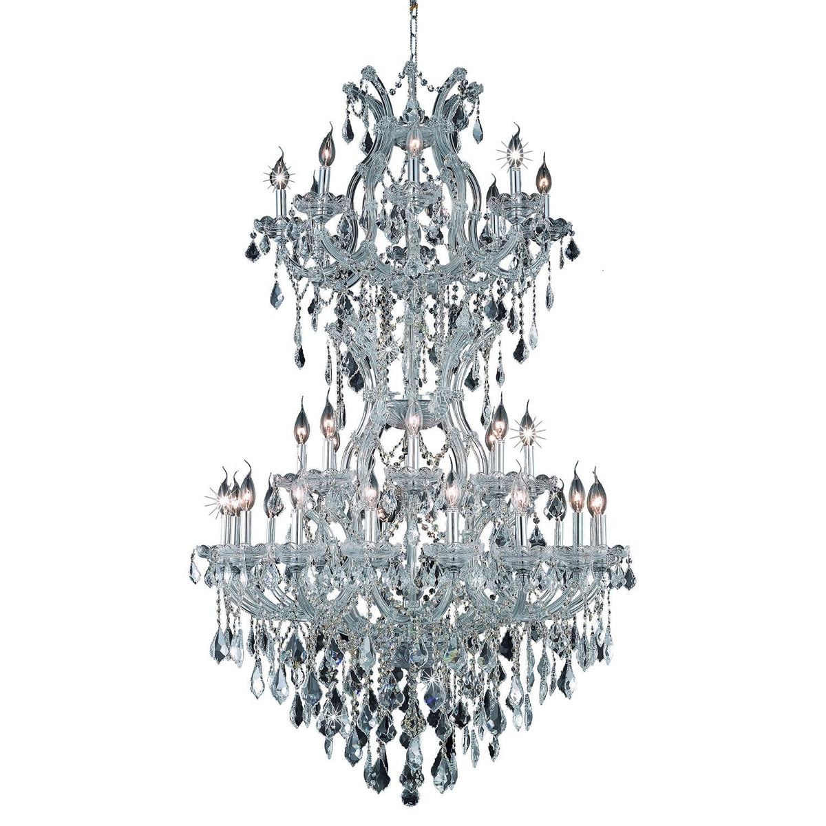 Chrome Thirty-Four Light 36-Inch Chandelier with Royal Cut Clear Crystal