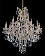 Gold Thirteen-Light Chandelier with Swarovski Strass Crystal