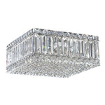 Schonbek Quantum Stainless Steel Four-Light Clear Spectra Crystal Flush Mount Light, 12W x 6H x 12D