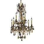 Rosalia Antique Bronze Nine-Light 23-Inch Chandelier with Royal Cut Golden Teak Smoky Crystal