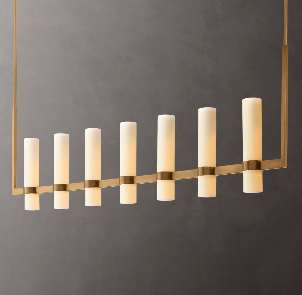 Ravelle Linear Milk Glass Chandelier 59"