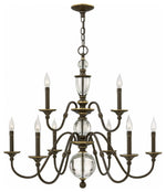 Traditional Nine Light Chandelier-Light Oiled Bronze Finish - Chandelier