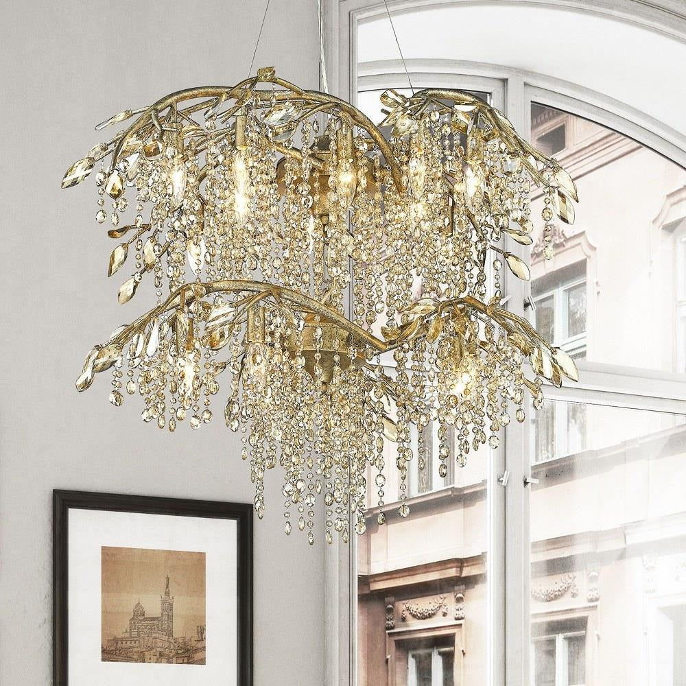 Golden Lighting - 9903-18 - Autumn Twilight - 18 Light 2-Tier Chandelier in Organic style - 27.5 Inches high by 40 Inches wide
