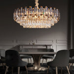 Round Oval Multi layer Crystal Electroplating Metal Modern Chandelier