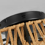 Creative Rattan Iron Timing Industrial Style Inverter Ceiling Fan Lamp