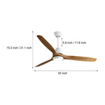 Nordic 52-Inch 3-Blade Wooden Ceiling Fan Light with Remote, 6-Speed