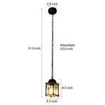 Small Square Waterproof Glass Black Modern Outdoor Pendant Lights