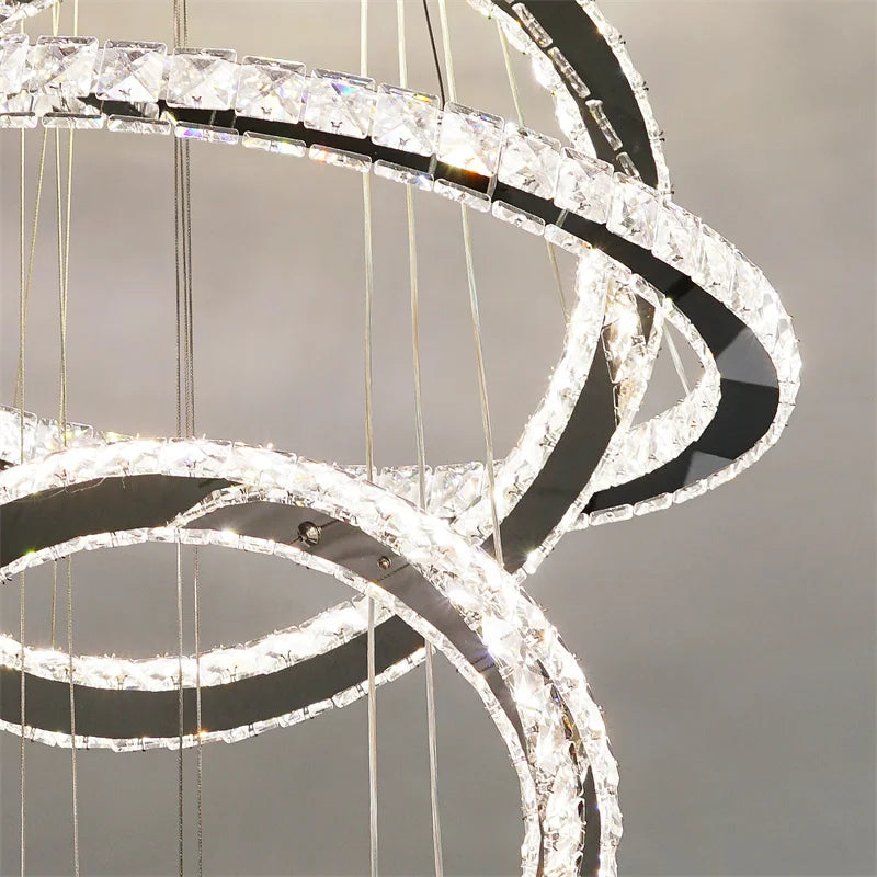 Luxury Crystal Ring LED Chandelier for Living & Dining Room
