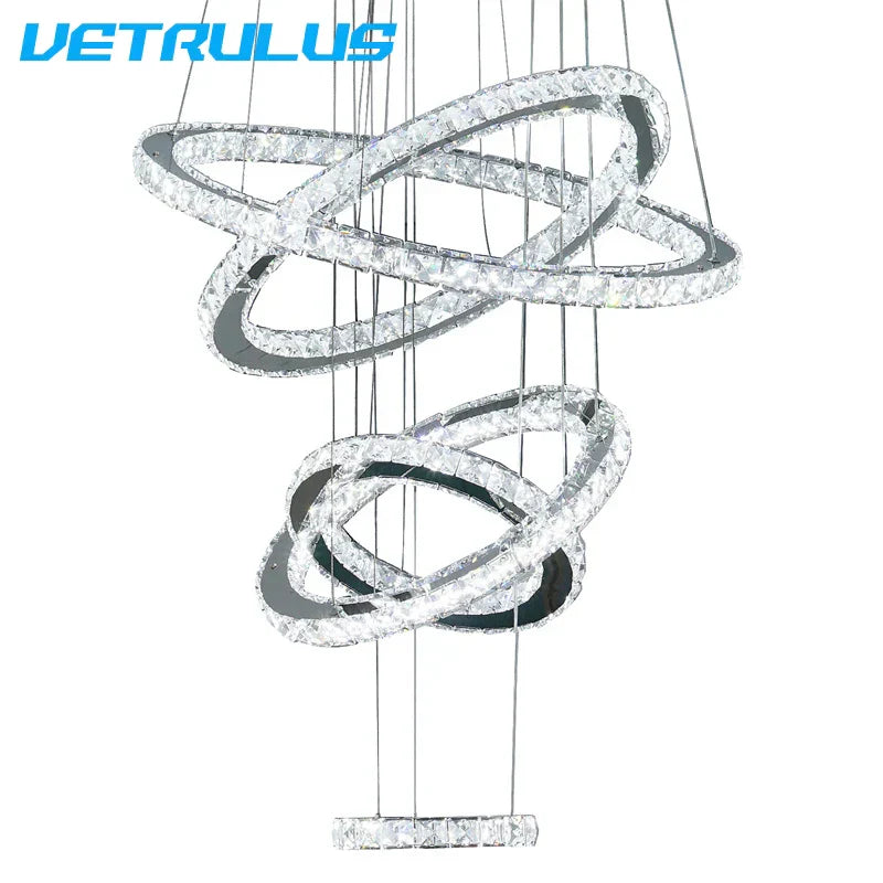 Luxury Crystal Ring LED Chandelier for Living & Dining Room