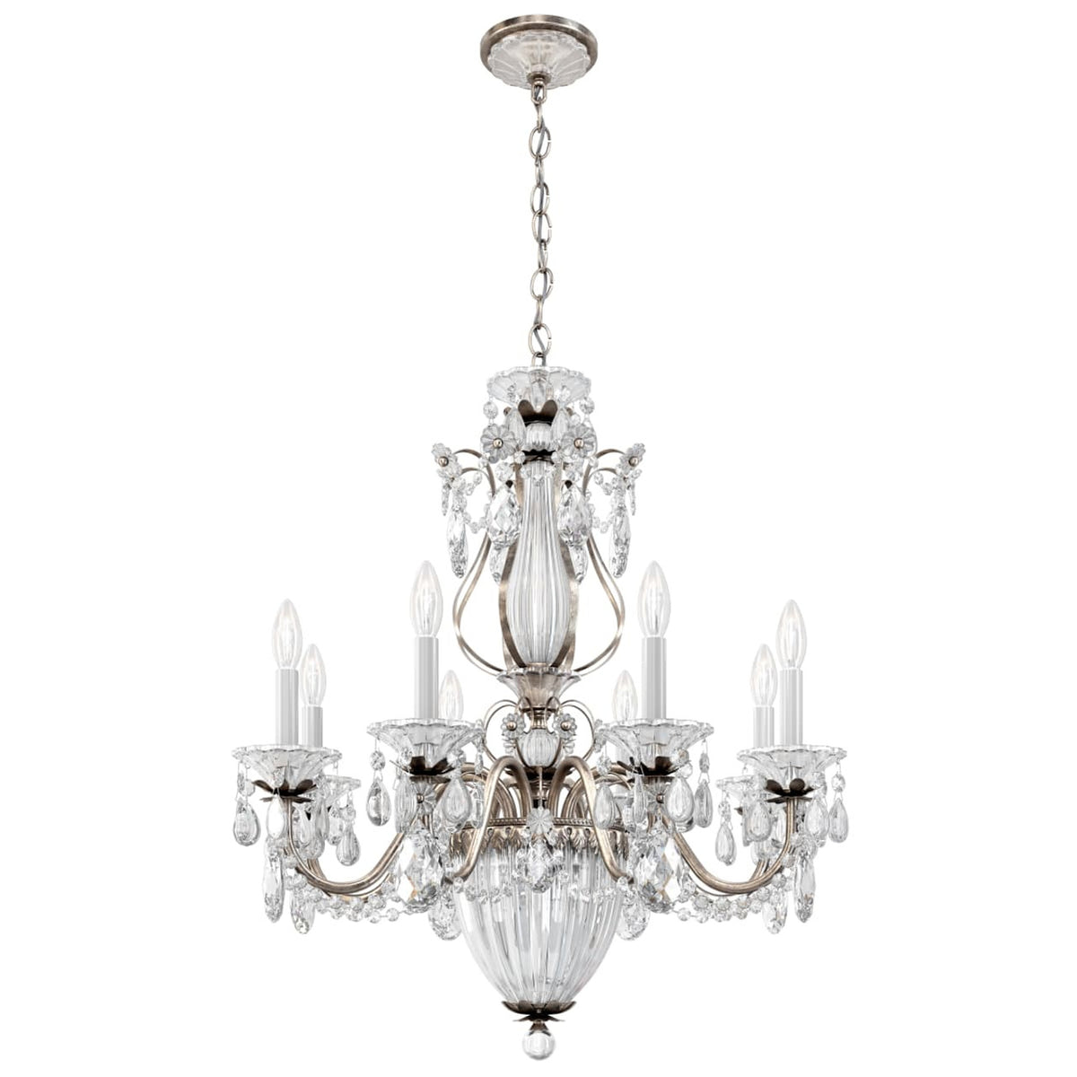 Bagatelle Chandelier, 11-Light, Antique Silver, Clear Heritage Crystal, 26.5"W (1248-48 13R6L)