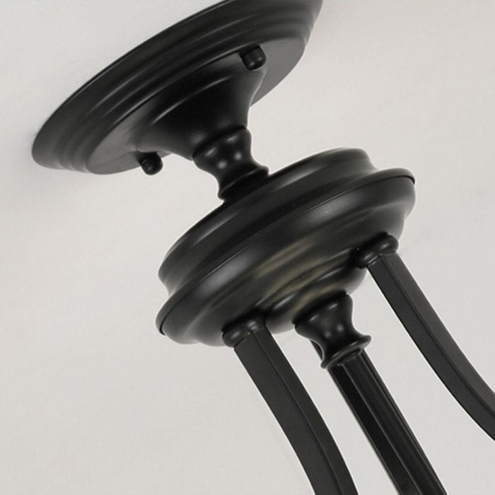 Black Vintage Bowl Frosted Glass Ceiling Light 16.9"