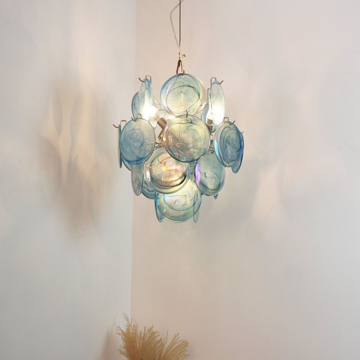 Blue Murano Disc Glass Chandelier