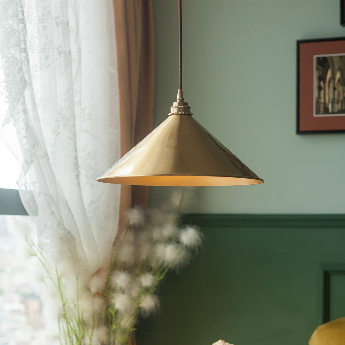 Brass Cone Pendant Light 9.4"