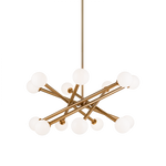 Matchstix Chandelier, 14-Light, Brass, Aged Gold Brass, 34.75"W (C64614AGCL 305XRXY)